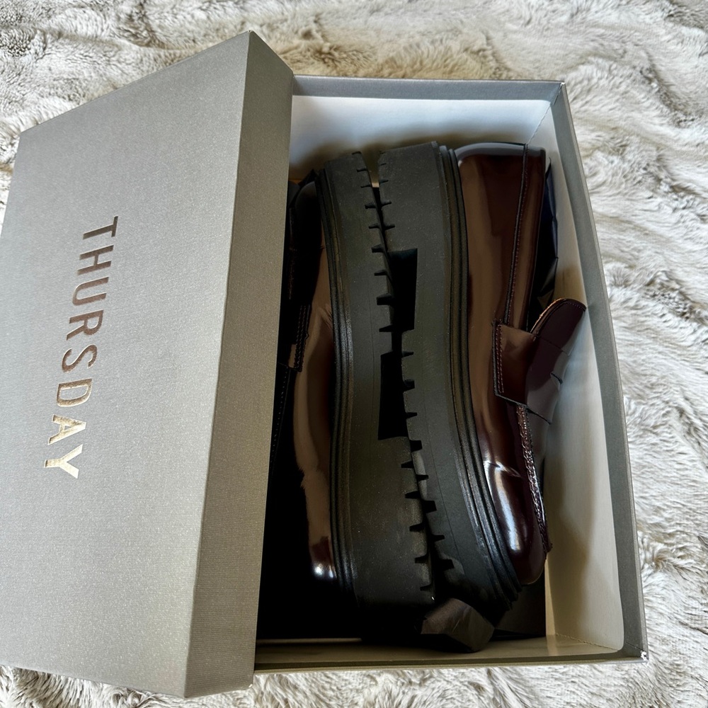Thursday Boot Company Women’s Burgundy Penny Platform Loafer Size 9.5 - Picture 7 of 14
